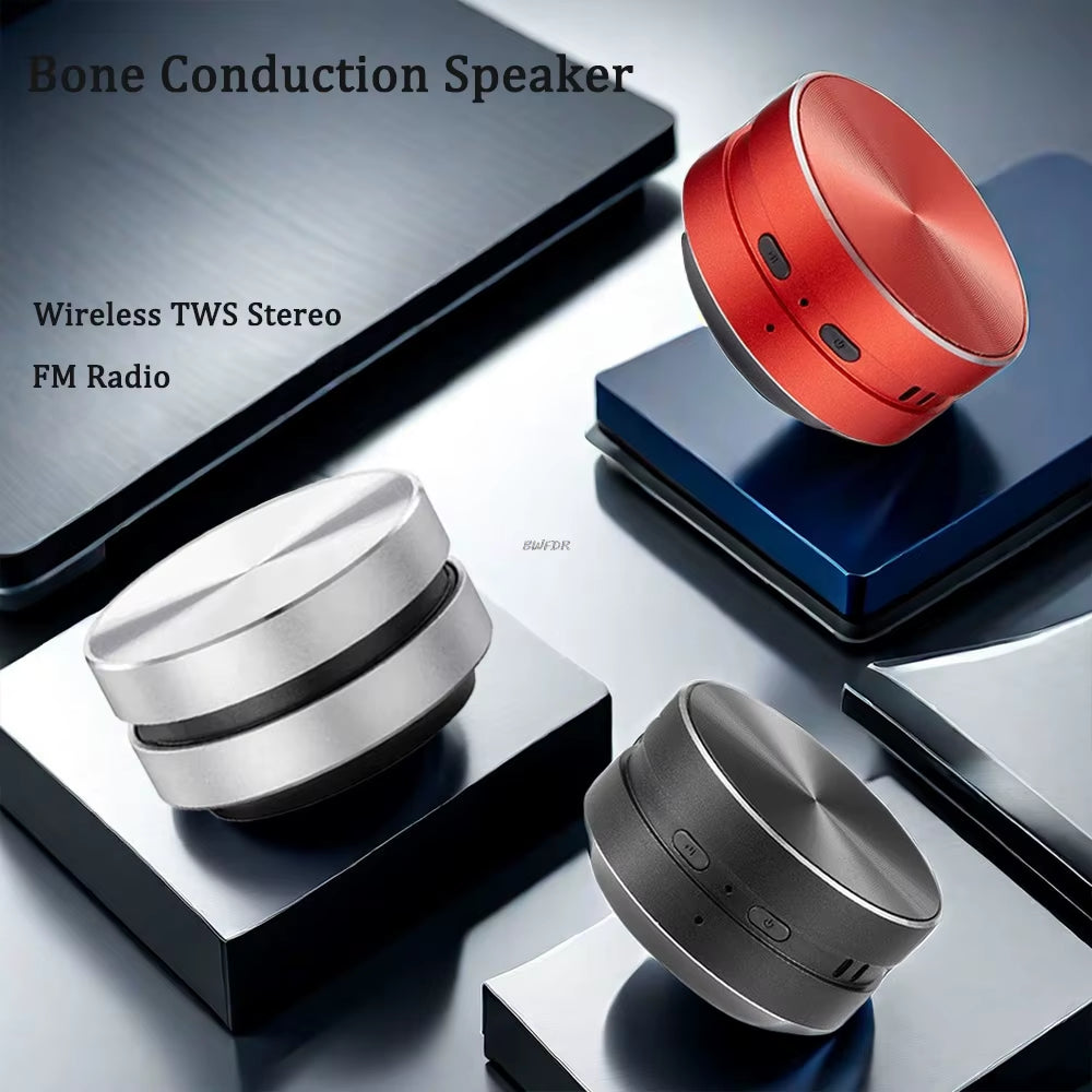 Mini Bone Conduction Speaker with FM Radio Bluetooth-Compatible TWS Wireless Stereo Dual Sound Audio Box Hummingbird Speakers