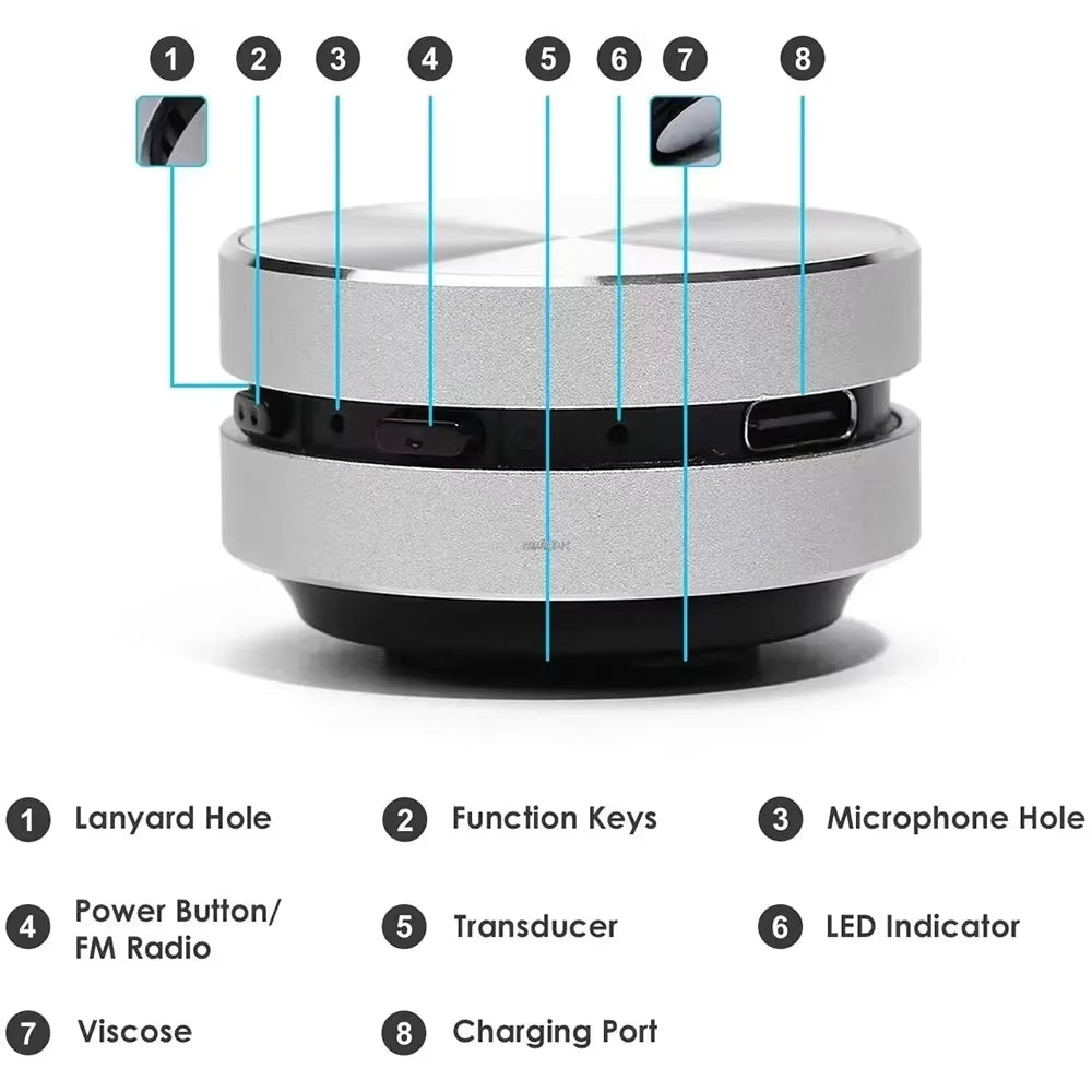 Mini Bone Conduction Speaker with FM Radio Bluetooth-Compatible TWS Wireless Stereo Dual Sound Audio Box Hummingbird Speakers